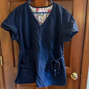 Koi Deep Navy Women's Scrub Top